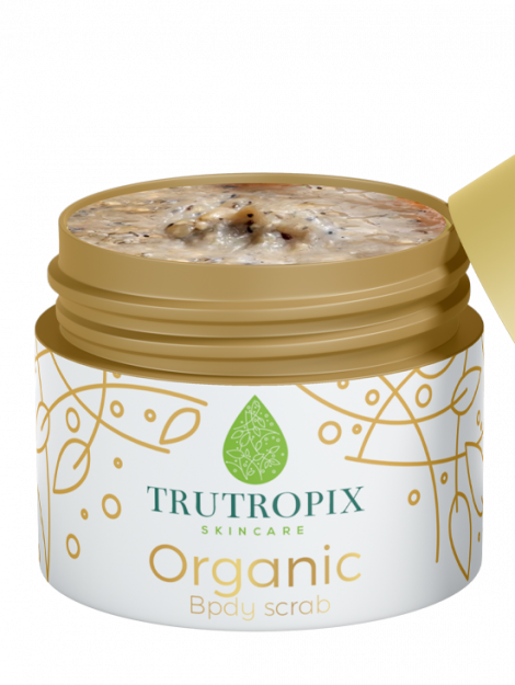 trutropix skincare body scrub, trutropix skincare organic body scrub, best organic scrub in florida, draw away toxins from the skin. Organic body scrub for sensitive skin,